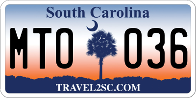 SC license plate MTO036