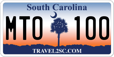 SC license plate MTO100