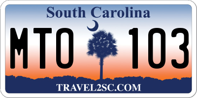 SC license plate MTO103