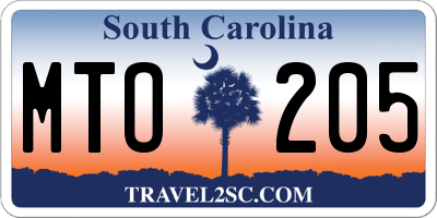 SC license plate MTO205