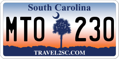 SC license plate MTO230