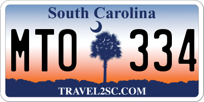 SC license plate MTO334