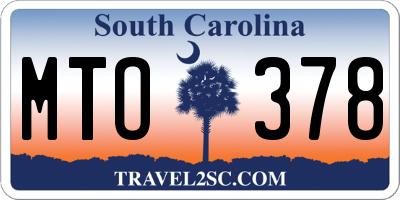 SC license plate MTO378