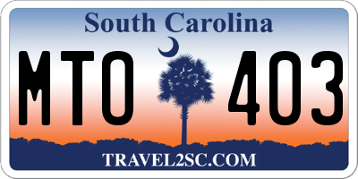 SC license plate MTO403
