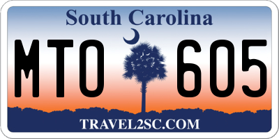 SC license plate MTO605