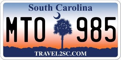 SC license plate MTO985