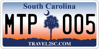 SC license plate MTP005