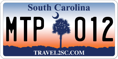 SC license plate MTP012