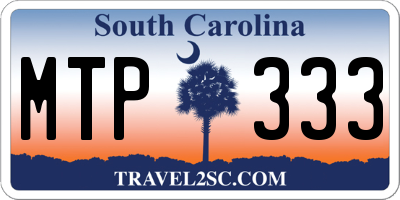 SC license plate MTP333