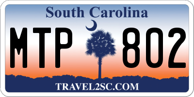 SC license plate MTP802