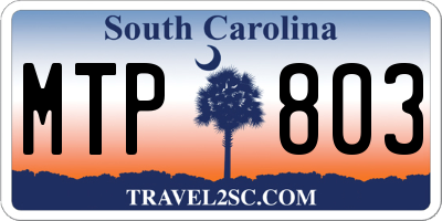 SC license plate MTP803