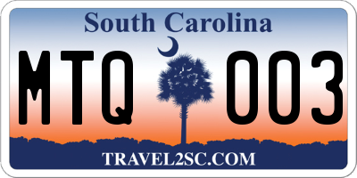 SC license plate MTQ003