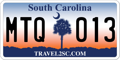 SC license plate MTQ013
