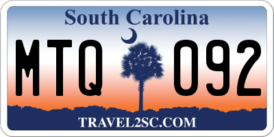 SC license plate MTQ092
