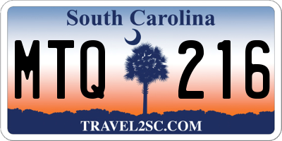 SC license plate MTQ216