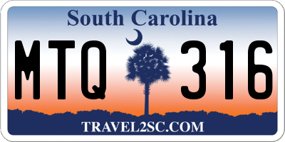 SC license plate MTQ316