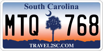 SC license plate MTQ768