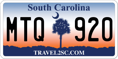 SC license plate MTQ920