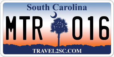 SC license plate MTR016