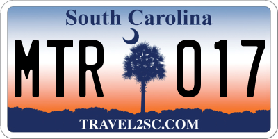 SC license plate MTR017