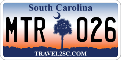 SC license plate MTR026