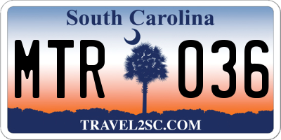 SC license plate MTR036