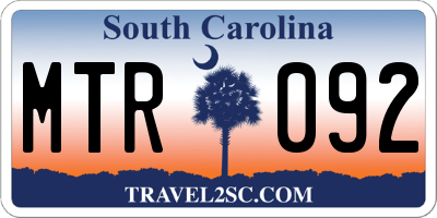 SC license plate MTR092