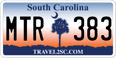 SC license plate MTR383