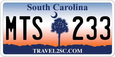 SC license plate MTS233