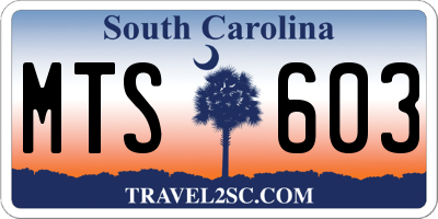 SC license plate MTS603