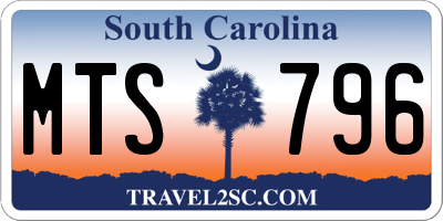 SC license plate MTS796