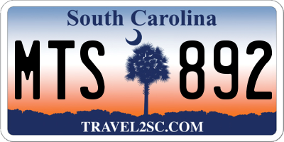 SC license plate MTS892