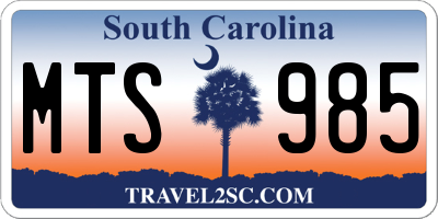 SC license plate MTS985