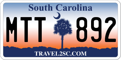 SC license plate MTT892