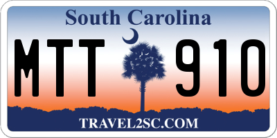 SC license plate MTT910