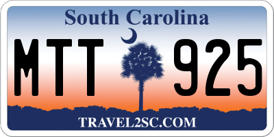 SC license plate MTT925