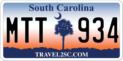 SC license plate MTT934