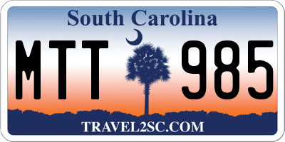 SC license plate MTT985