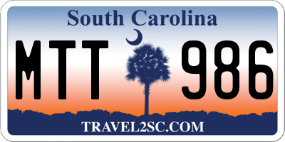 SC license plate MTT986