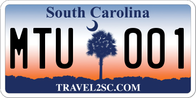 SC license plate MTU001