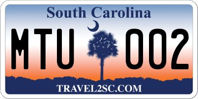 SC license plate MTU002