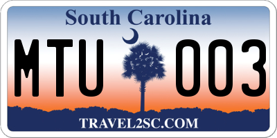 SC license plate MTU003