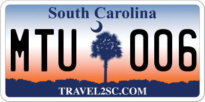 SC license plate MTU006