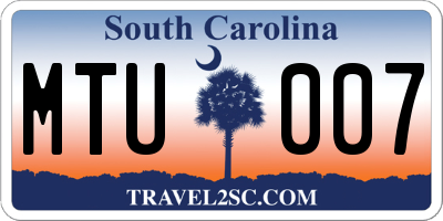 SC license plate MTU007
