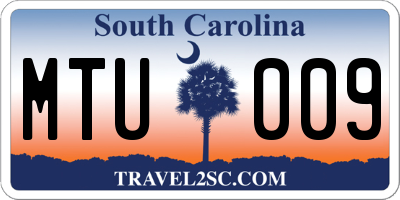 SC license plate MTU009