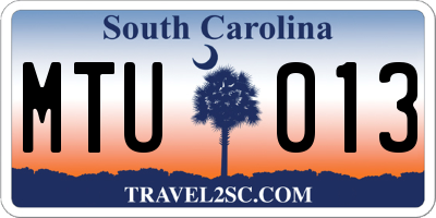 SC license plate MTU013