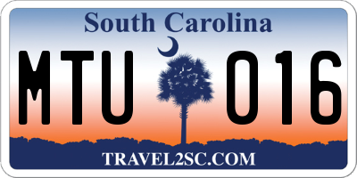 SC license plate MTU016
