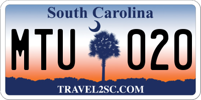 SC license plate MTU020