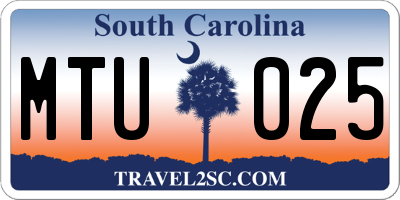 SC license plate MTU025
