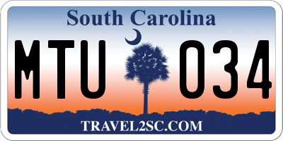 SC license plate MTU034